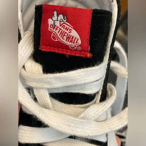 Vans Black and White High-Top Skate Sneakers PEANUTS by SCHULZ