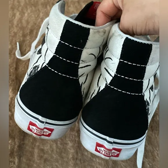 Vans Black and White High-Top Skate Sneakers PEANUTS by SCHULZ