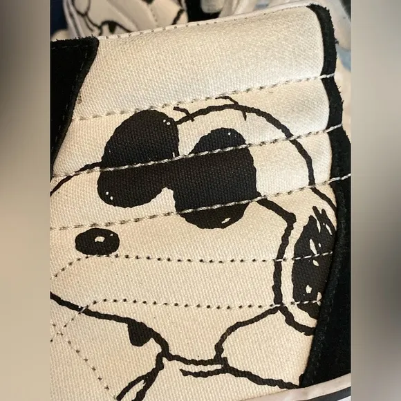 Vans Black and White High-Top Skate Sneakers PEANUTS by SCHULZ