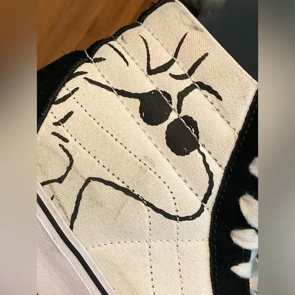 Vans Black and White High-Top Skate Sneakers PEANUTS by SCHULZ