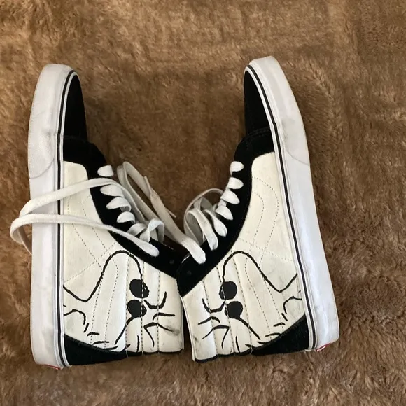 Vans Black and White High-Top Skate Sneakers PEANUTS by SCHULZ