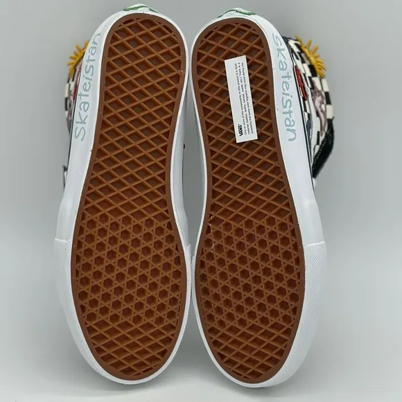 Vans Black and White High-Top Sneakers with Checkerboard Pattern