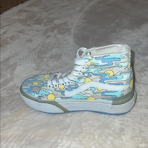 Vans Blue and Yellow Floral High-Top Sneakers