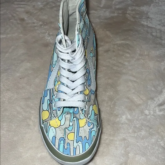 Vans Blue and Yellow Floral High-Top Sneakers