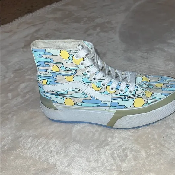 Vans Blue and Yellow Floral High-Top Sneakers