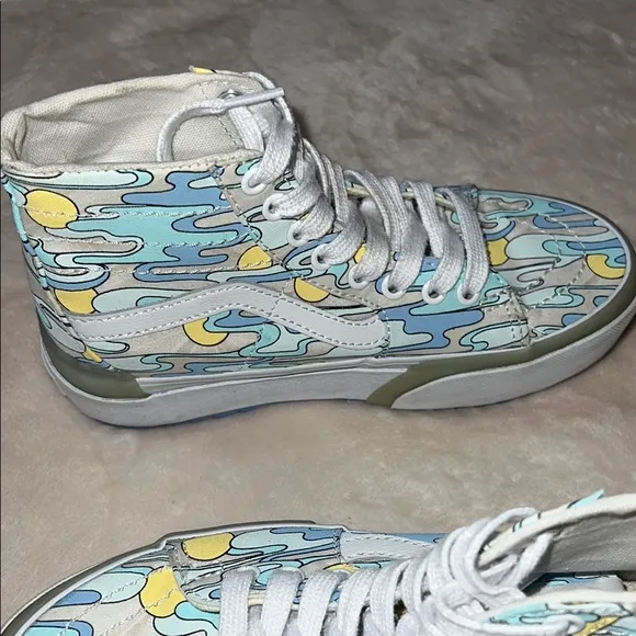 Vans Blue and Yellow Floral High-Top Sneakers