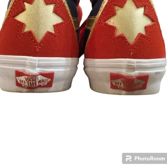 Vans Captain Marvel‎ Blue Red Lace Up High Top Sneakers Women's 8 Men's 6…