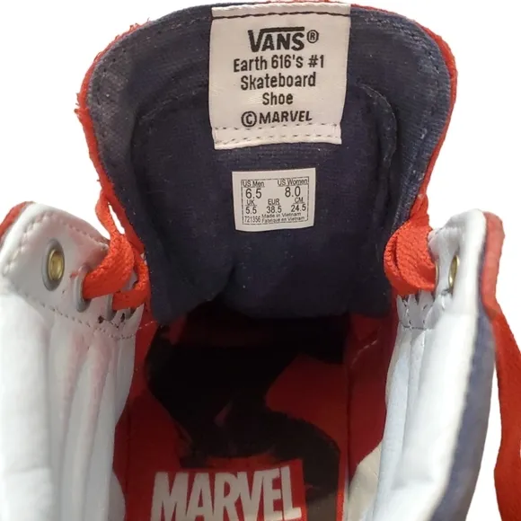 Vans Captain Marvel‎ Blue Red Lace Up High Top Sneakers Women's 8 Men's 6…