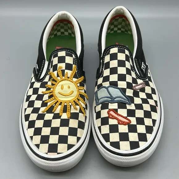 Vans Checkerboard Skateistan Slip-On Sneakers with Embroidery