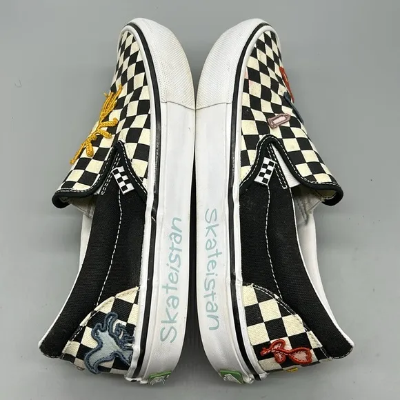 Vans Checkerboard Skateistan Slip-On Sneakers with Embroidery