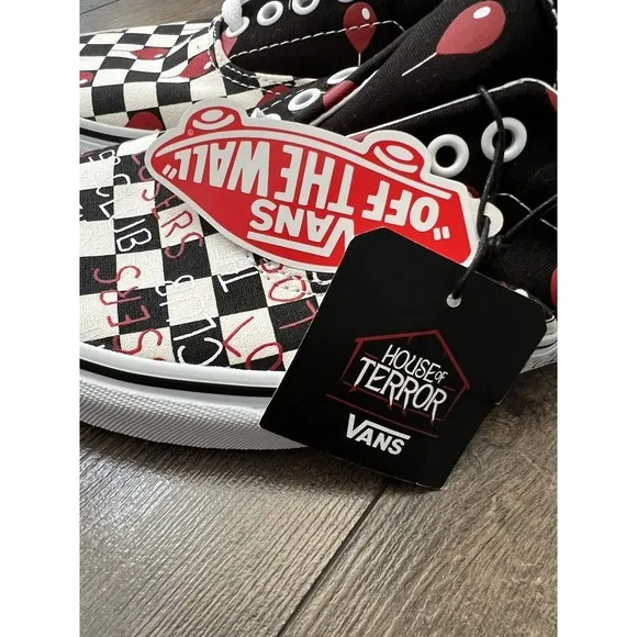 VANS Checkered Shoes House Of Terror IT Pennywise Mens 8.5, Women 10.5
