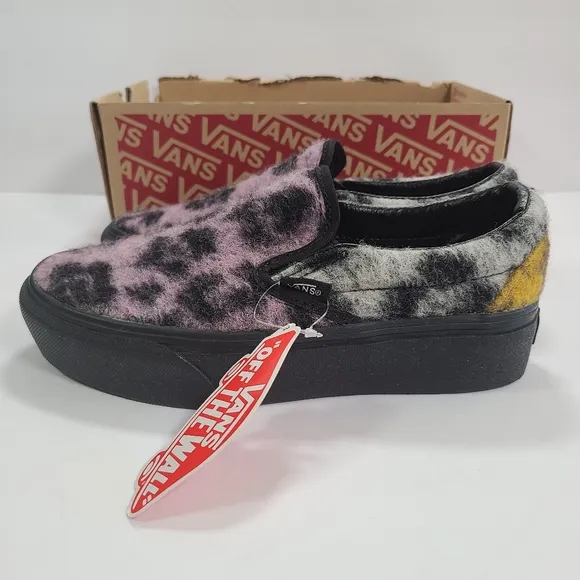 Vans Classic Slip-On Platform Mix Leopard Multi Black Sneakers Women’s Size 5