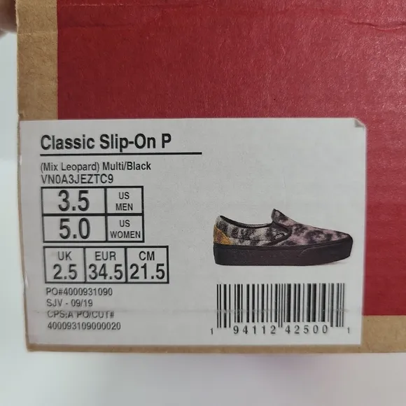Vans Classic Slip-On Platform Mix Leopard Multi Black Sneakers Women’s Size 5