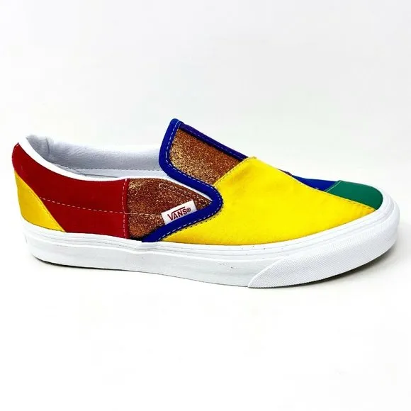 Vans Classic Slip On (Pride) Patchwork True White LGBTQ Womens Shoes