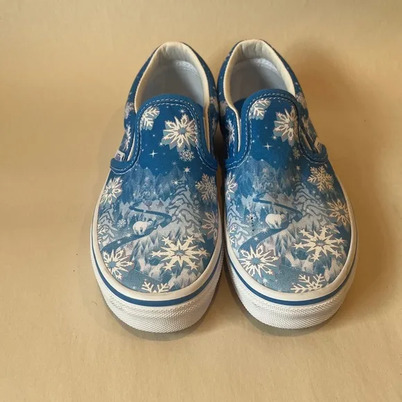 Vans Classic Slip-On V Kids 'Snowflakes - Winter Wonderland Blue' Shoes 1.5