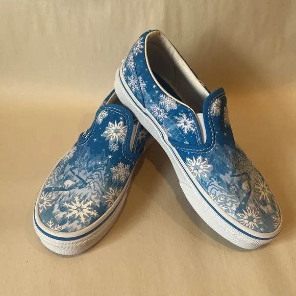 Vans Classic Slip-On V Kids 'Snowflakes - Winter Wonderland Blue' Shoes 1.5