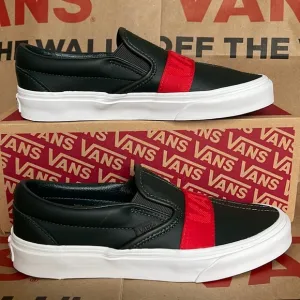 Vans Classic Slip-On W Leather &amp; Webbing Scarabred WMNS