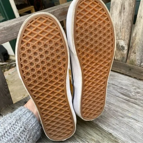 VANS CLASSIC SLIP-ON CHECKERBOARD SHOES yellow and white size 6.5