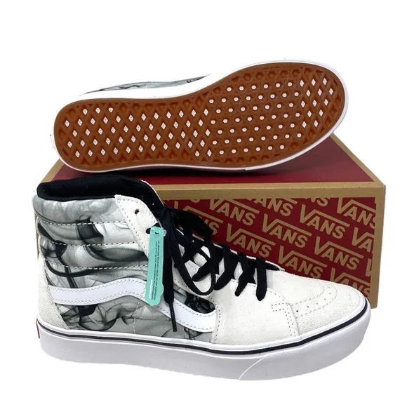 VANS ComfyCush Sk8-Hi Shoes Skate White Canvas Suede Women's Size VN0A7TNOYB2