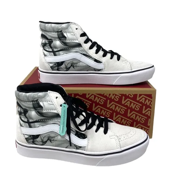 VANS ComfyCush Sk8-Hi Shoes Skate White Canvas Suede Women's Size VN0A7TNOYB2