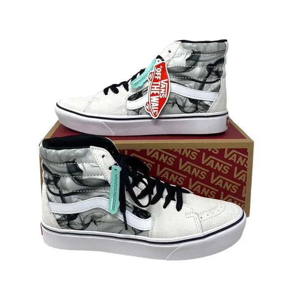 VANS ComfyCush Sk8-Hi Shoes Skate White Canvas Suede Women's Size VN0A7TNOYB2