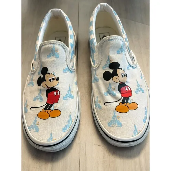 Vans Disney Mickey Mouse Slip-On Shoes Castle Checkerboard Men's 8 / Women's 9.5