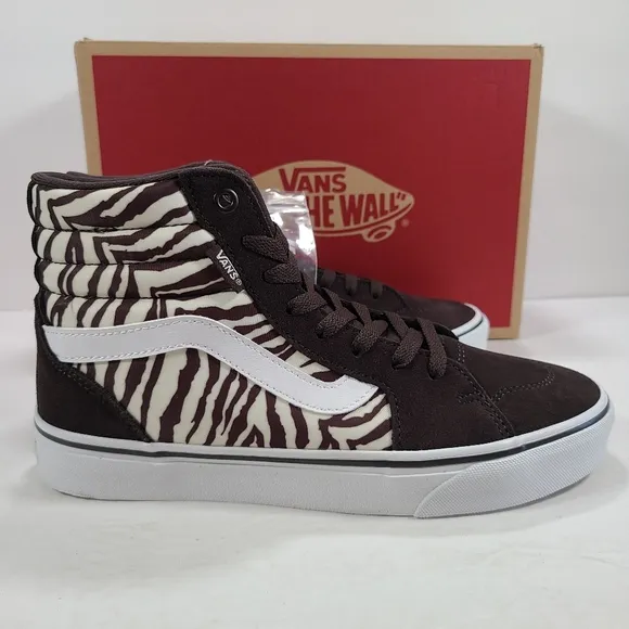 Vans Filmore Hi Satin Tiger Brown White Sneakers Women's Size 8