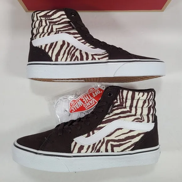 Vans Filmore Hi Satin Tiger Brown White Sneakers Women's Size 8