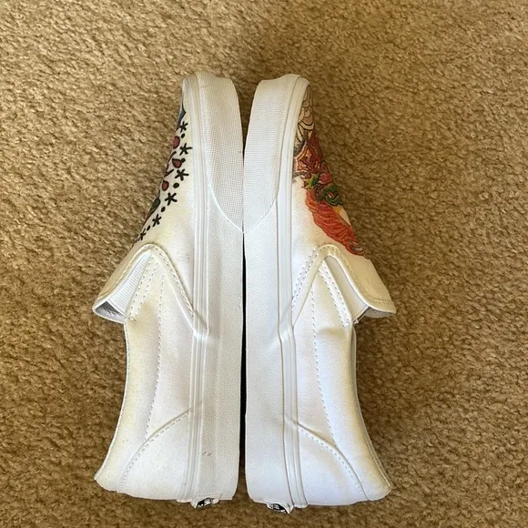 Vans hand painted snake and frog slip on shoes.