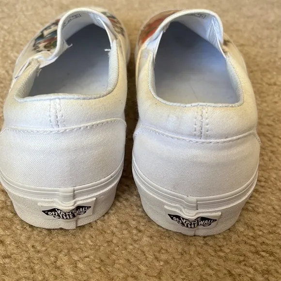 Vans hand painted snake and frog slip on shoes.