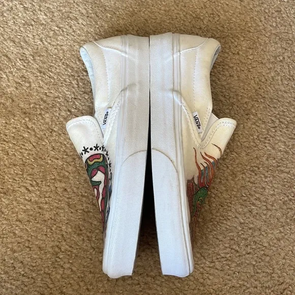 Vans hand painted snake and frog slip on shoes.