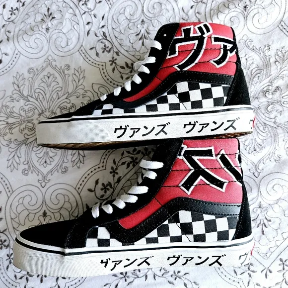 Vans High-Top Sneakers in Red and Black