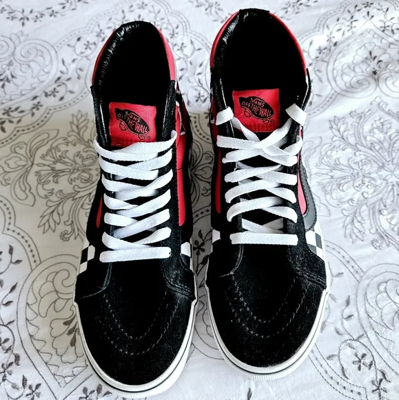 Vans High-Top Sneakers in Red and Black