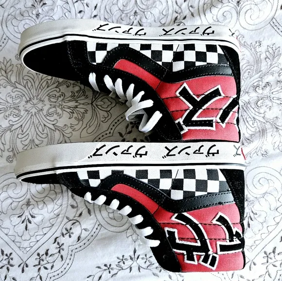 Vans High-Top Sneakers in Red and Black