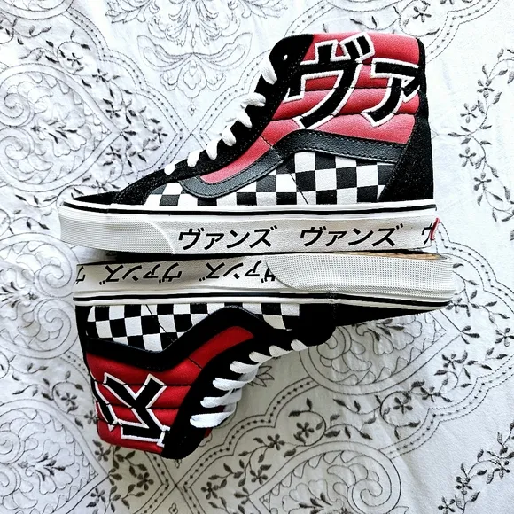 Vans High-Top Sneakers in Red and Black