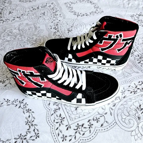 Vans High-Top Sneakers in Red and Black