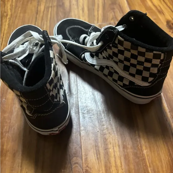 Vans Kids Black Checkered High-Top Sneakers