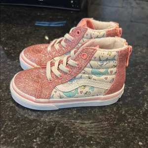 Vans Kids Pink Glitter High-Top Sneakers