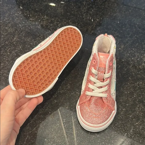 Vans Kids Pink Glitter High-Top Sneakers