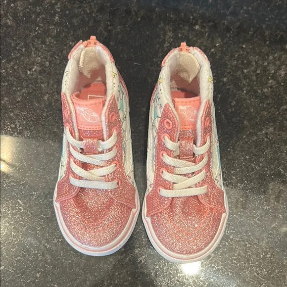 Vans Kids Pink Glitter High-Top Sneakers