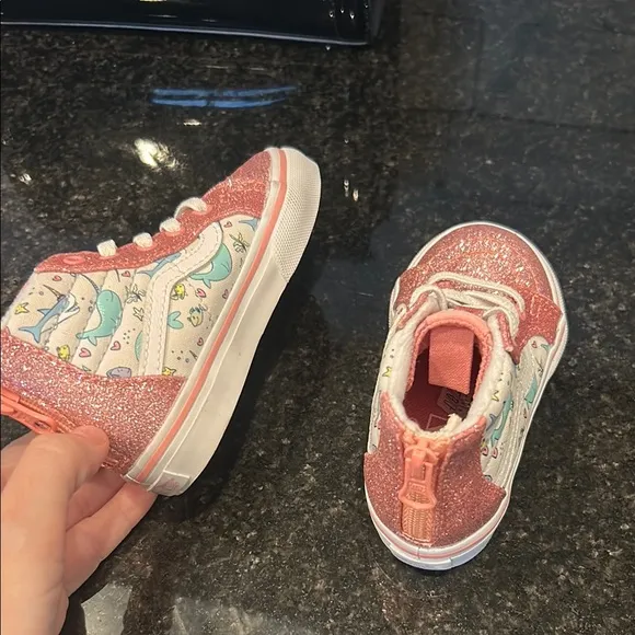 Vans Kids Pink Glitter High-Top Sneakers