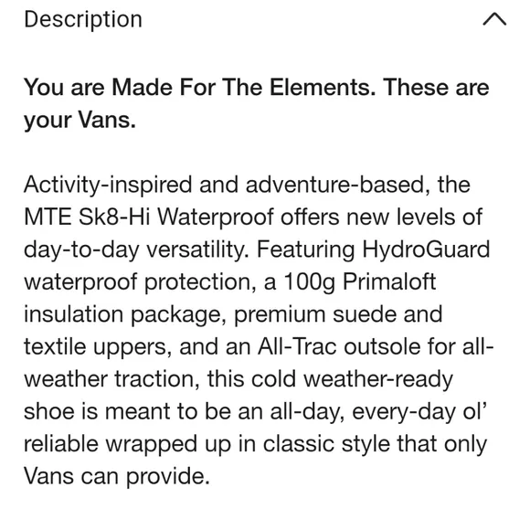 Vans made for the elements MTE High Top Sneakers