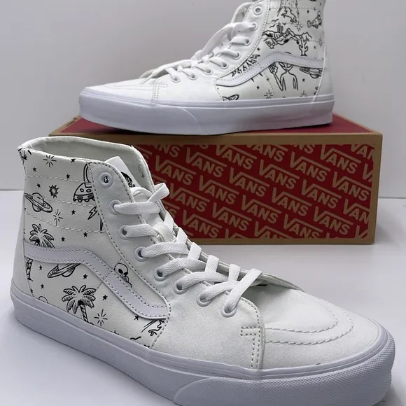Vans Mens High-Top Sneakers with Black Print Sk8-Hi TaperedUnidentified U-Paint