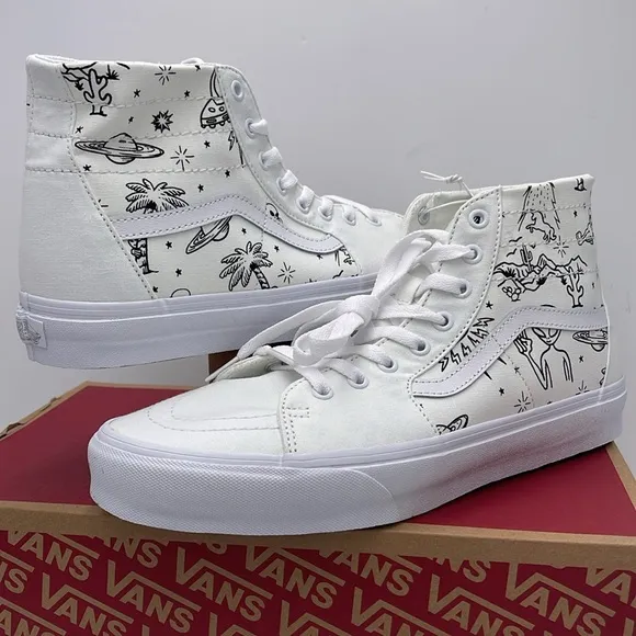 Vans Mens High-Top Sneakers with Black Print Sk8-Hi TaperedUnidentified U-Paint