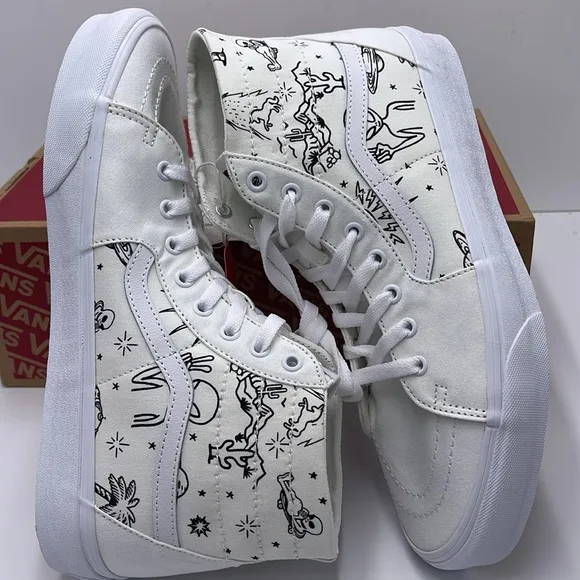 Vans Mens High-Top Sneakers with Black Print Sk8-Hi TaperedUnidentified U-Paint
