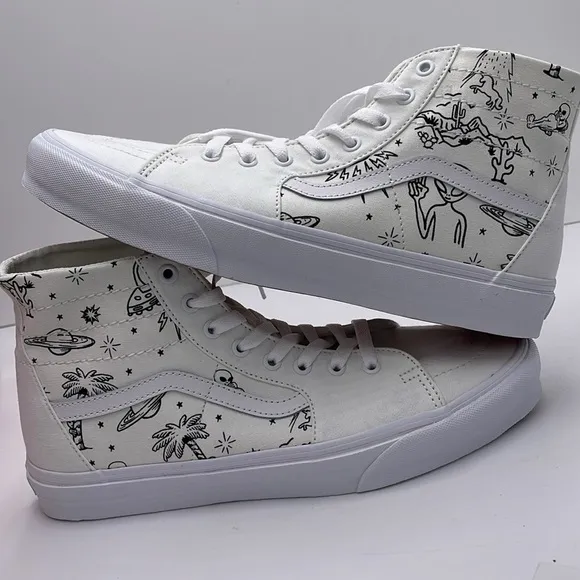 Vans Mens High-Top Sneakers with Black Print Sk8-Hi TaperedUnidentified U-Paint