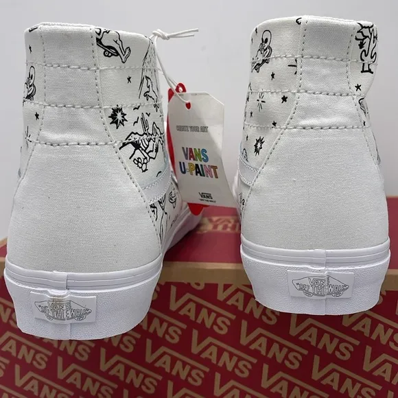 Vans Mens High-Top Sneakers with Black Print Sk8-Hi TaperedUnidentified U-Paint