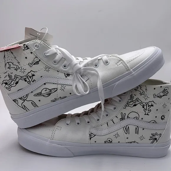 Vans Mens High-Top Sneakers with Black Print Sk8-Hi TaperedUnidentified U-Paint