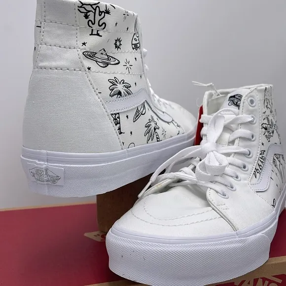 Vans Mens High-Top Sneakers with Black Print Sk8-Hi TaperedUnidentified U-Paint