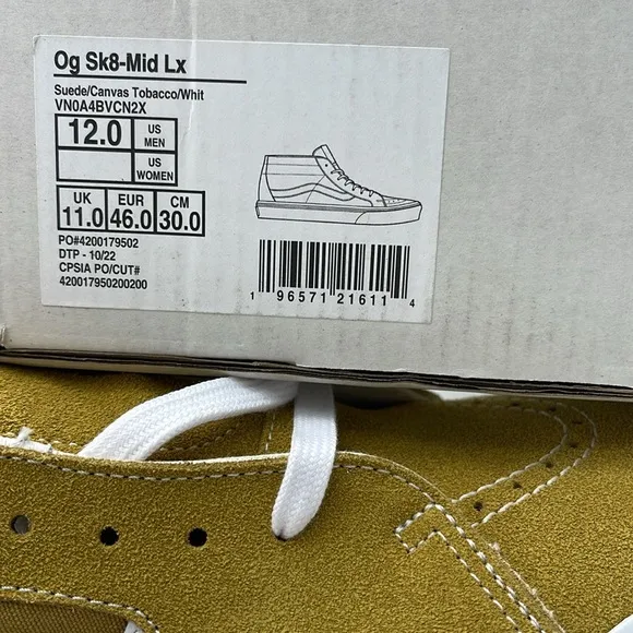 Vans Men’s Mustard High-Top 0g Sk8-Mid LxSuede/Canvas Tobacco/WhiteVN0A4BVCN2X